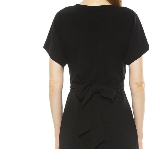 $225 Alexia Admor Black Ricki Midi Quiet Luxury tie Dress women size Medium - Picture 3 of 11
